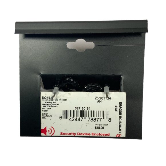 Simply Vera Wang Black Tone 3D Dragon Floater Earrings Faux Crystal Stones Goth - Picture 5 of 6